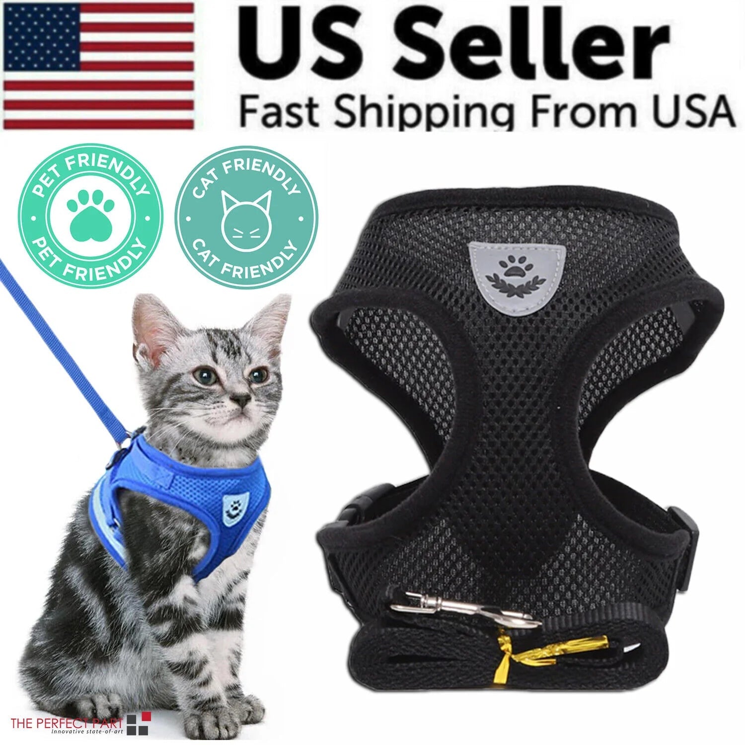 Cat Dog Pet Harness Adjustable Control Vest Dogs Reflective S M L XL Leash - Eco and More Pet Store