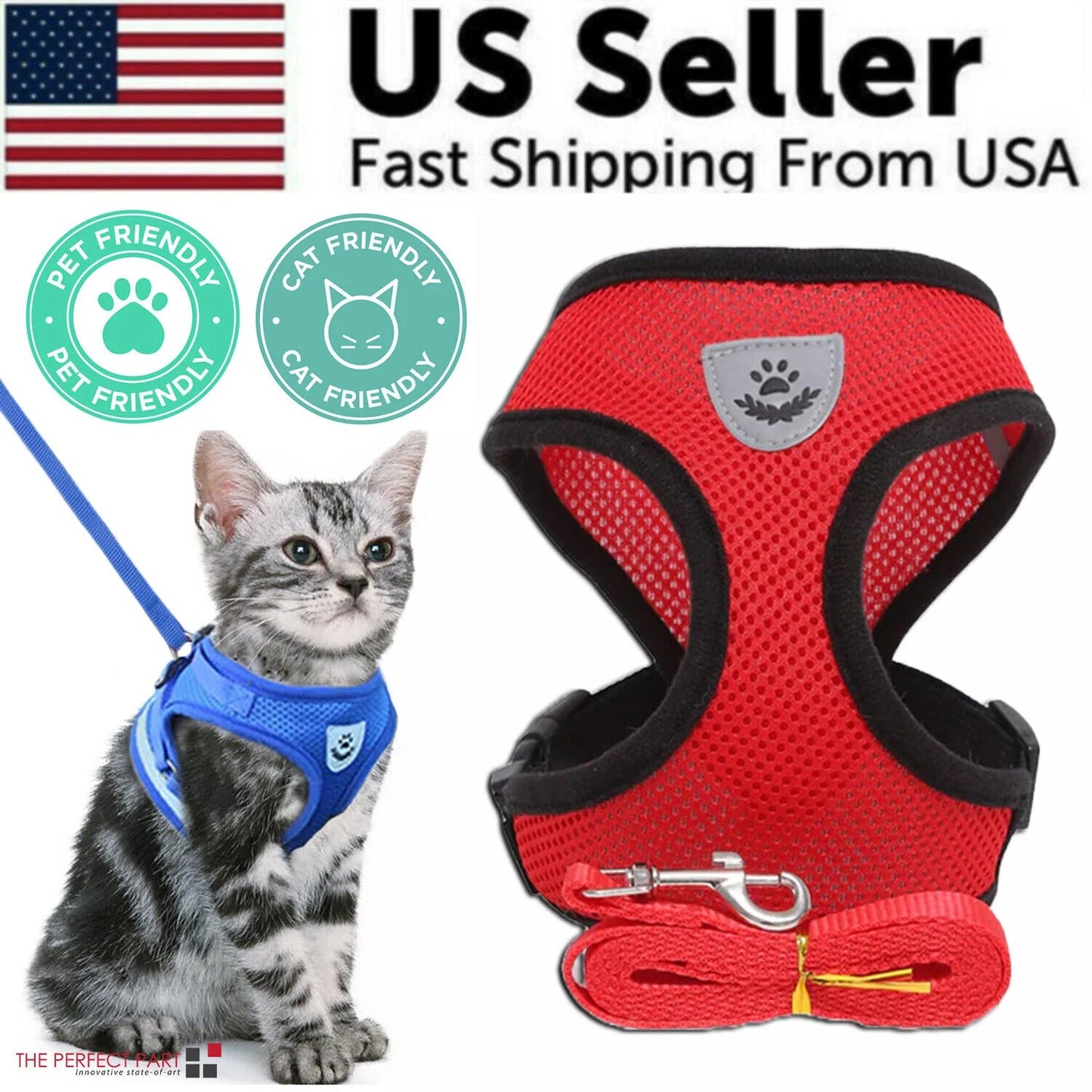 Cat Dog Pet Harness Adjustable Control Vest Dogs Reflective S M L XL Leash - Eco and More Pet Store