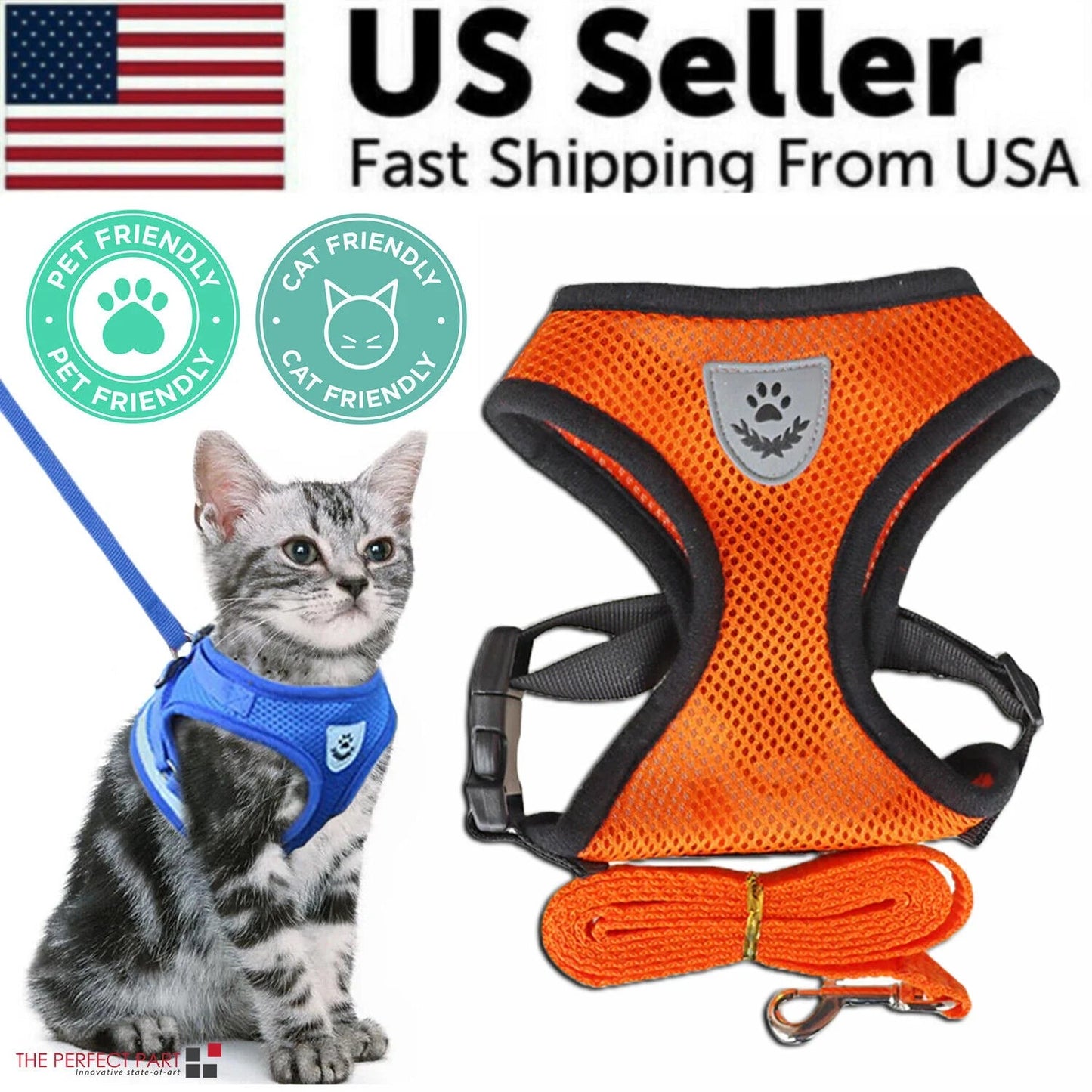 Cat Dog Pet Harness Adjustable Control Vest Dogs Reflective S M L XL Leash - Eco and More Pet Store