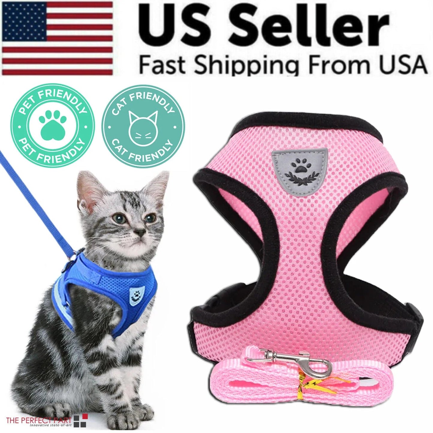 Cat Dog Pet Harness Adjustable Control Vest Dogs Reflective S M L XL Leash - Eco and More Pet Store