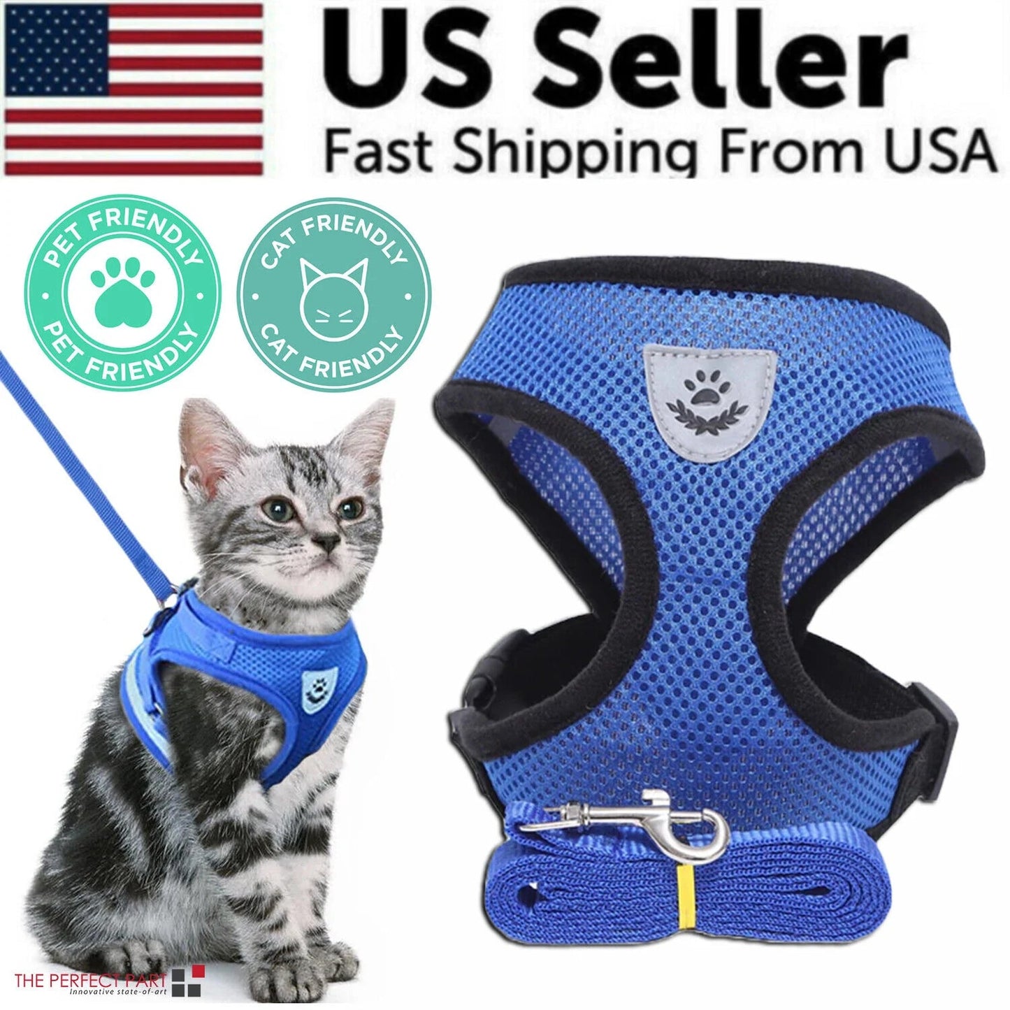 Cat Dog Pet Harness Adjustable Control Vest Dogs Reflective S M L XL Leash - Eco and More Pet Store