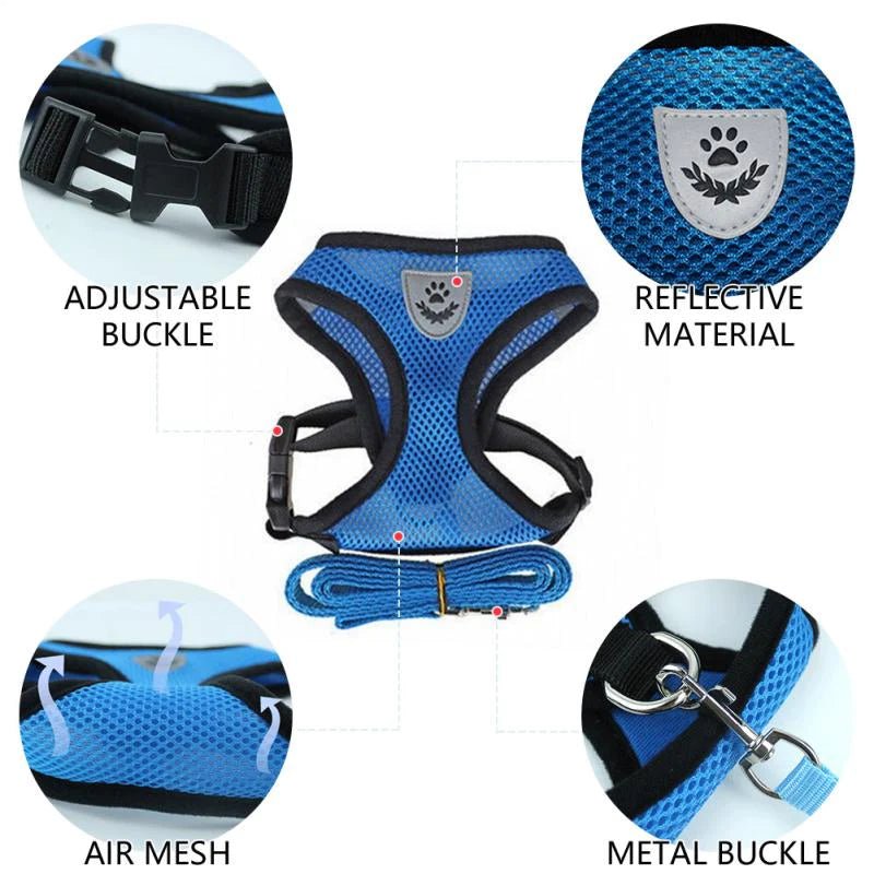 Cat Dog Pet Harness Adjustable Control Vest Dogs Reflective S M L XL Leash - Eco and More Pet Store