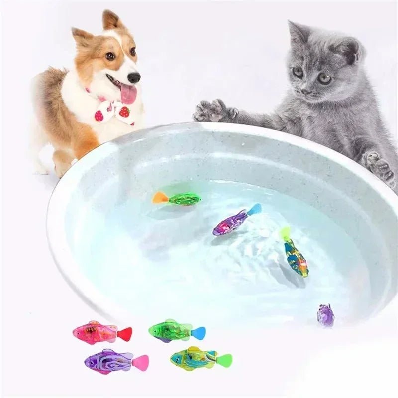 Cat Toys Interactive Robot Fish LED Lighted Water Activated Cat Electric Swimming Fish Toy Kitten Cat Fish Toy with LED Light - Eco and More Pet Store