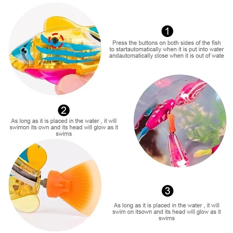 Cat Toys Interactive Robot Fish LED Lighted Water Activated Cat Electric Swimming Fish Toy Kitten Cat Fish Toy with LED Light - Eco and More Pet Store