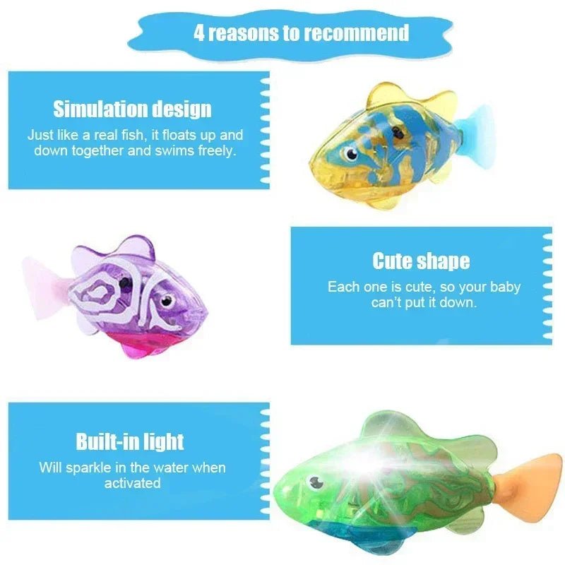 Cat Toys Interactive Robot Fish LED Lighted Water Activated Cat Electric Swimming Fish Toy Kitten Cat Fish Toy with LED Light - Eco and More Pet Store