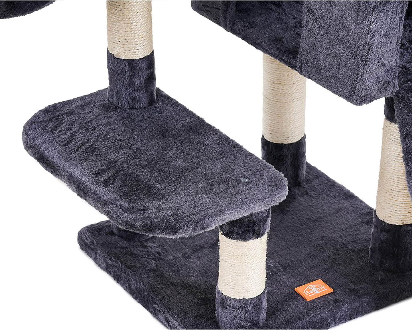 Cat Tree, Cat Tower for Indoor Cats with Scratching Board, Multi - Level Cat Furniture Condo with Feeding Bowl Smoky Gray HCT010G - Eco and More Pet Store