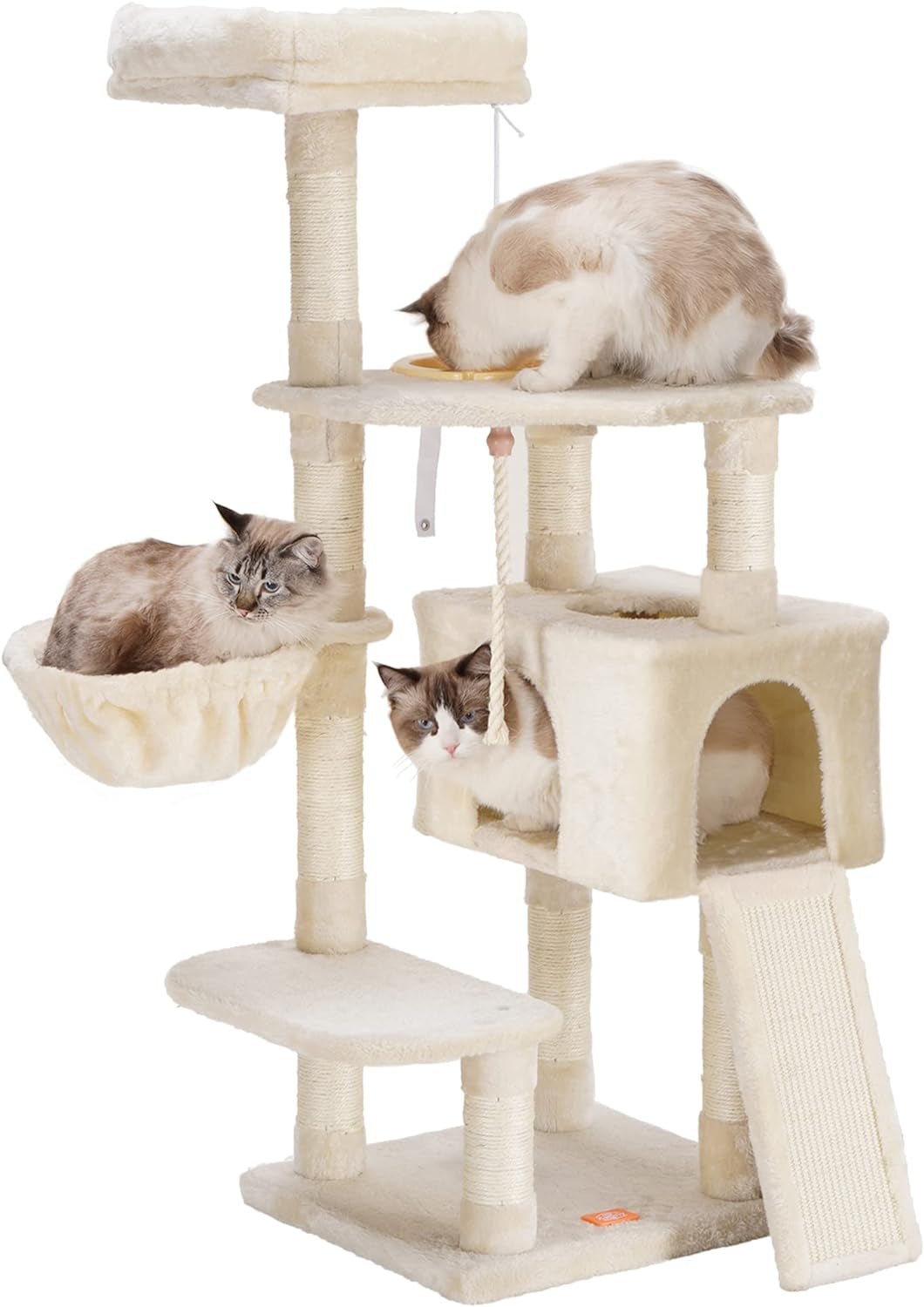 Cat Tree, Cat Tower for Indoor Cats with Scratching Board, Multi - Level Cat Furniture Condo with Feeding Bowl Smoky Gray HCT010G - Eco and More Pet Store