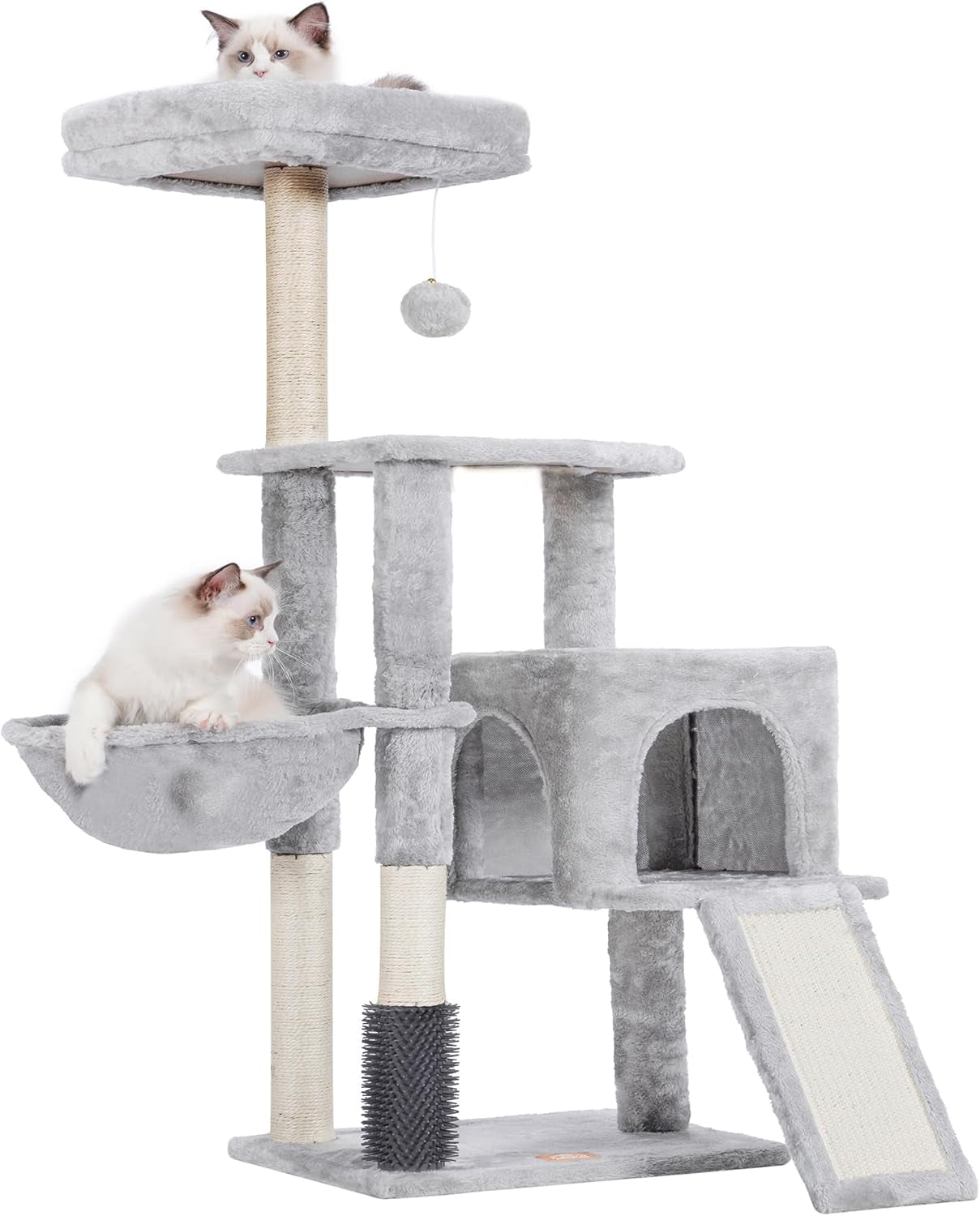 Cat Tree, Cat Tower for Indoor Cats with Scratching Board, Multi - Level Cat Furniture Condo with Feeding Bowl Smoky Gray HCT010G - Eco and More Pet Store