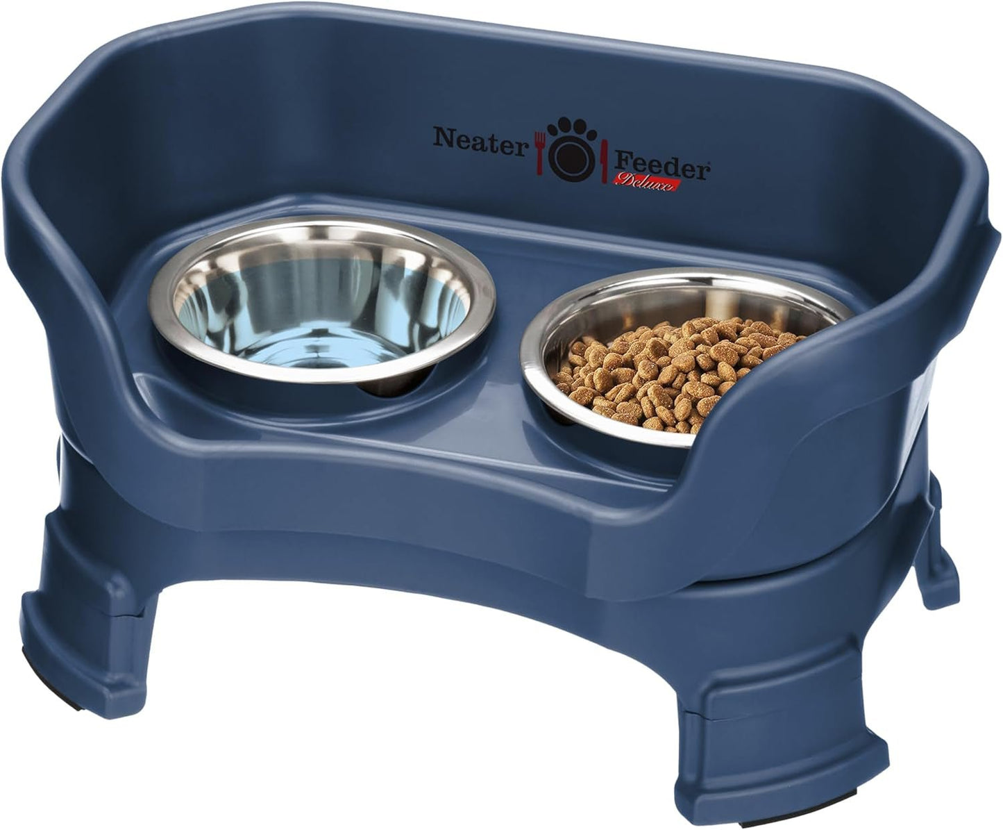 Deluxe Model Adjustable Height - Mess - Proof Dog Bowls (Large, Midnight Black) - Made in USA - Elevated, No Spill, Non - Tip, Non - Slip, Raised Stainless Steel Food & Water Pet Bowls - Eco and More Pet Store