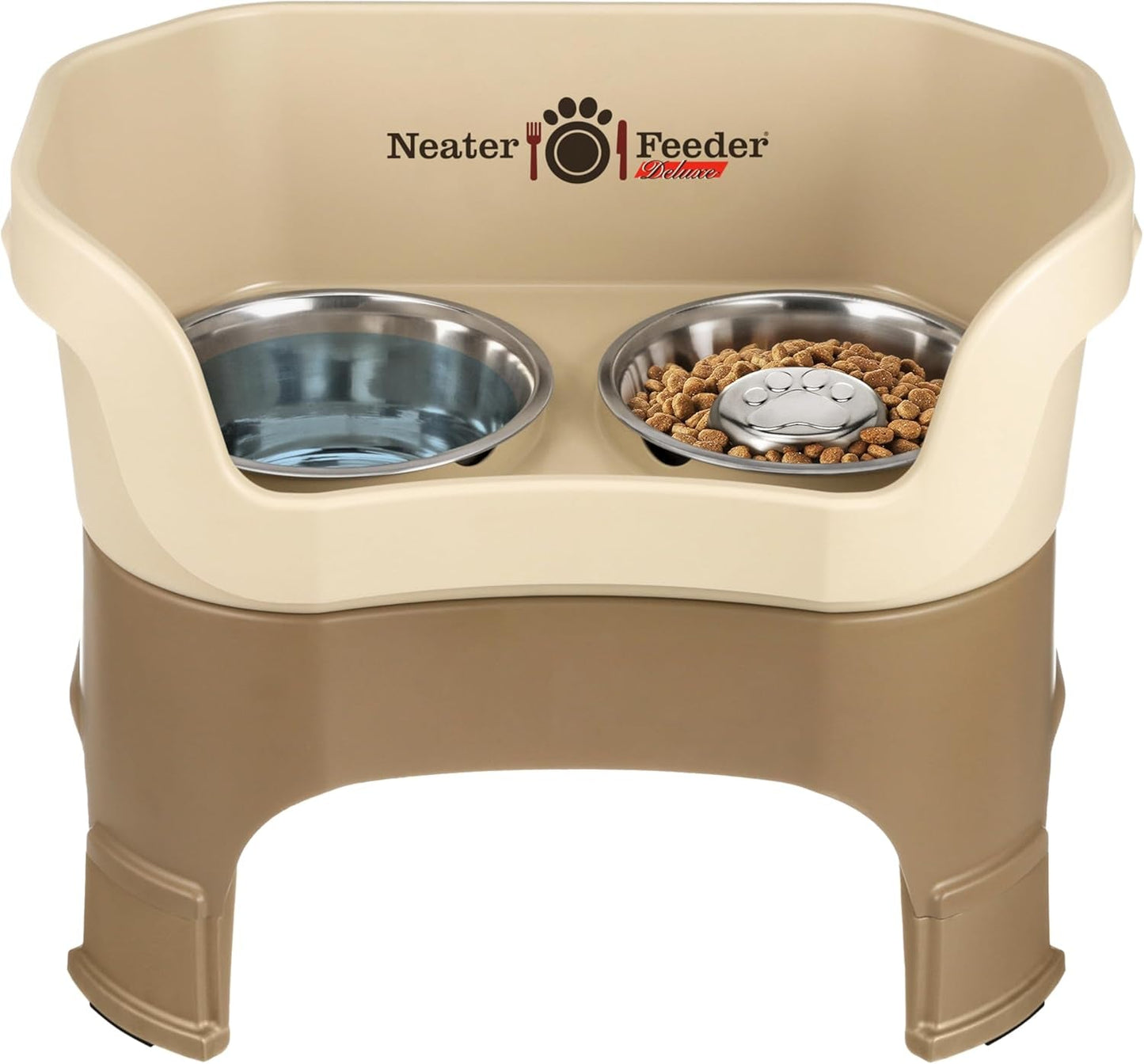 Deluxe Model Adjustable Height - Mess - Proof Dog Bowls (Large, Midnight Black) - Made in USA - Elevated, No Spill, Non - Tip, Non - Slip, Raised Stainless Steel Food & Water Pet Bowls - Eco and More Pet Store