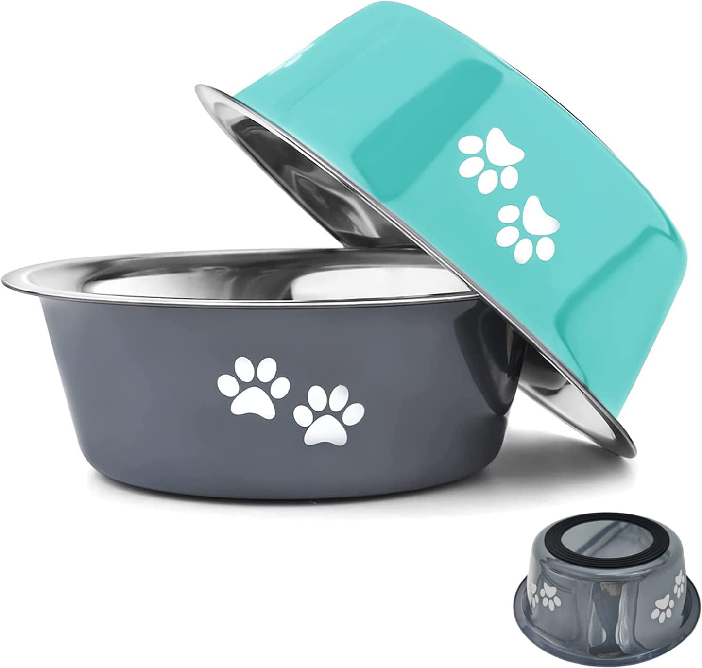 Dog Bowls 2 Pack Small Medium Dogs Feeding Bowls Food Water Bowls with Non - Slip Silicone Sole, Stainless Steel Dog Dishes Elevated Raised Pet Feeder(3.6 Cups) - Eco and More Pet Store