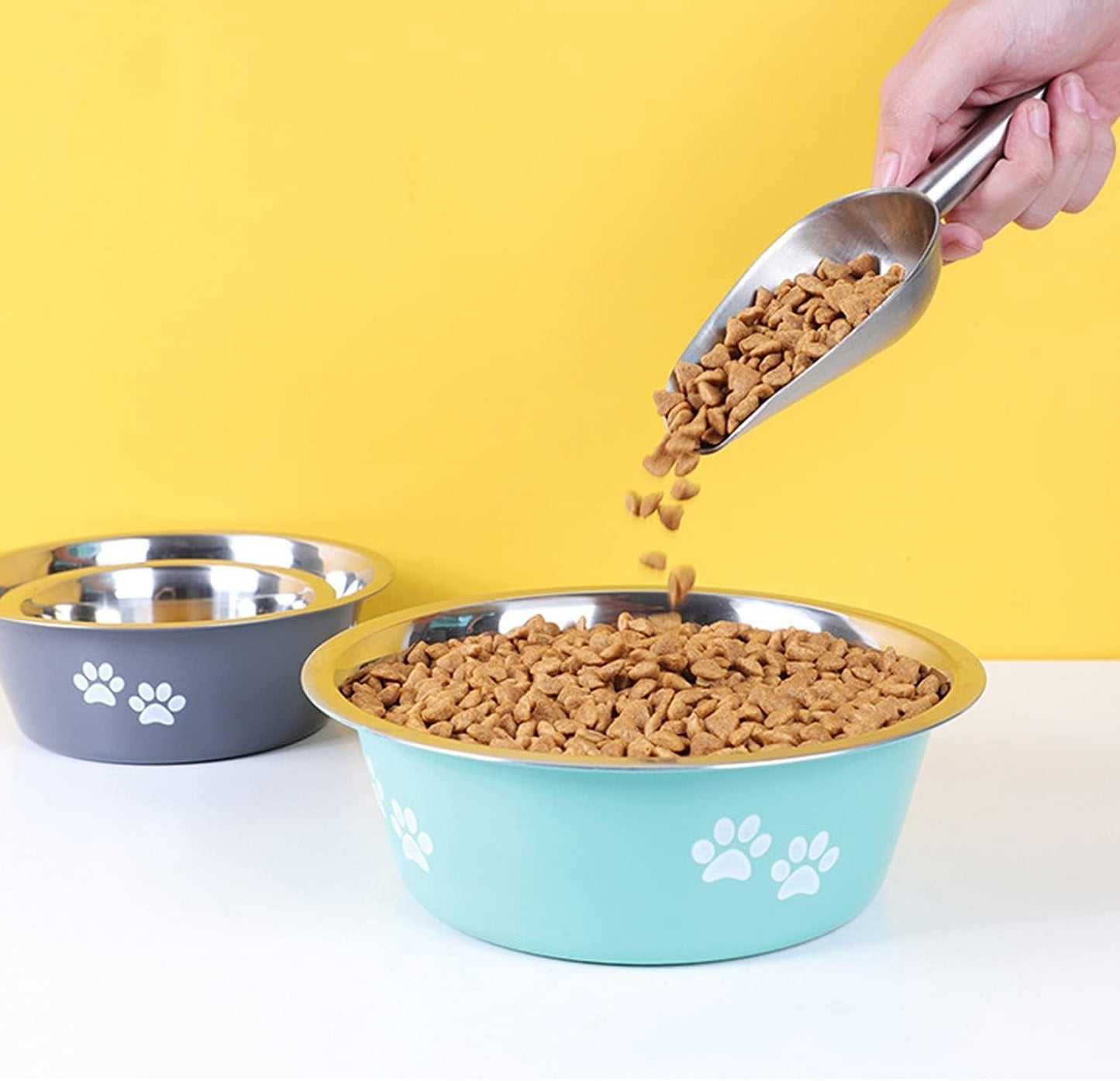 Dog Bowls 2 Pack Small Medium Dogs Feeding Bowls Food Water Bowls with Non - Slip Silicone Sole, Stainless Steel Dog Dishes Elevated Raised Pet Feeder(3.6 Cups) - Eco and More Pet Store