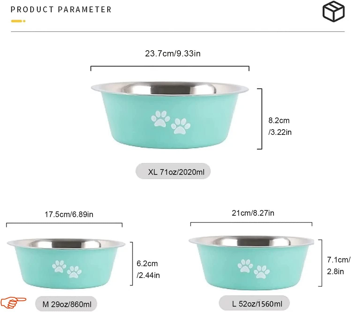 Dog Bowls 2 Pack Small Medium Dogs Feeding Bowls Food Water Bowls with Non - Slip Silicone Sole, Stainless Steel Dog Dishes Elevated Raised Pet Feeder(3.6 Cups) - Eco and More Pet Store