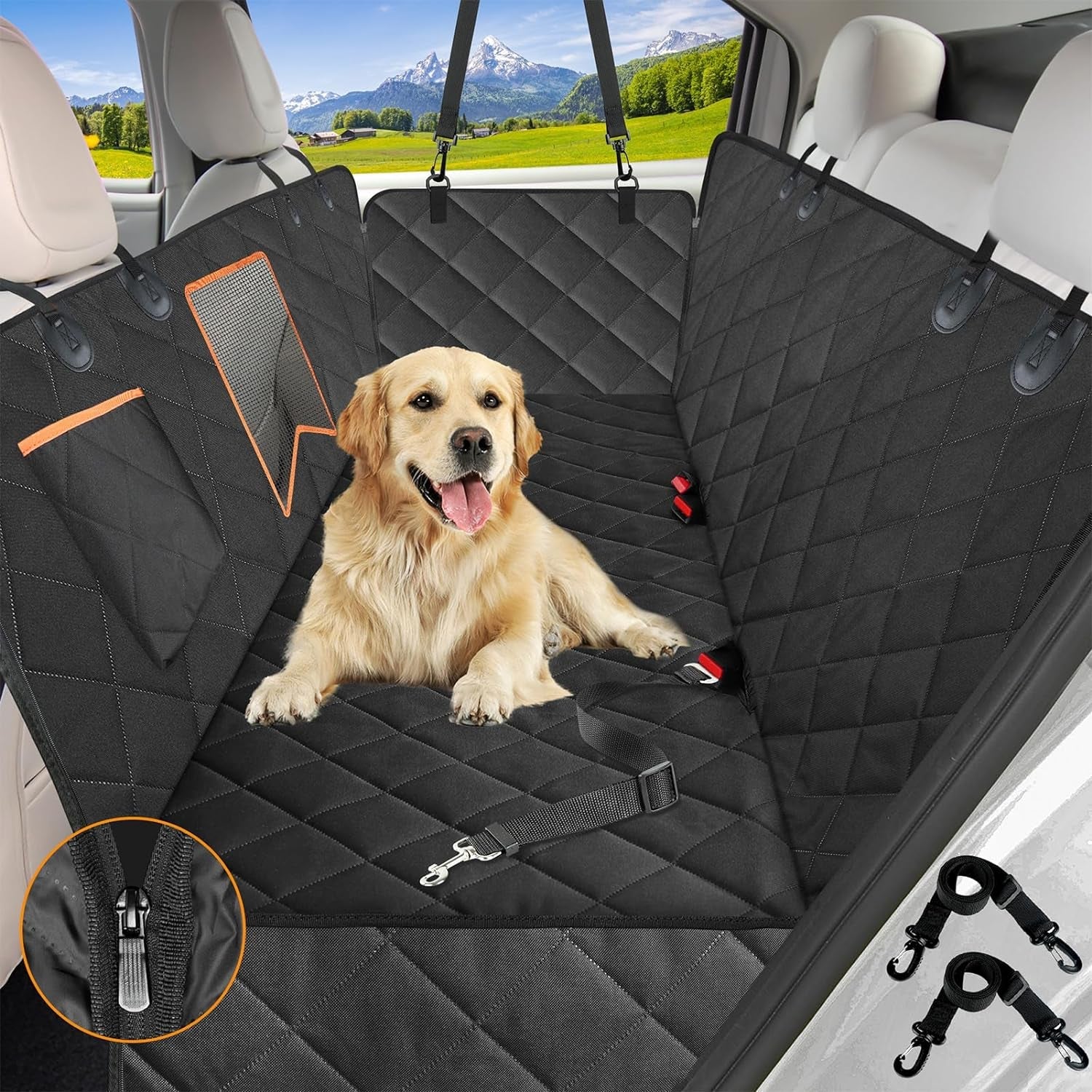Dog Car Seat Cover for Back Seat,Waterproof Hammock with Mesh Window, Anti - Scratch Nonslip Car Seat Protector for Dogs, 600D Heavy Duty Dog Seat Cover for Cars Trucks and Suvs - Eco and More Pet Store