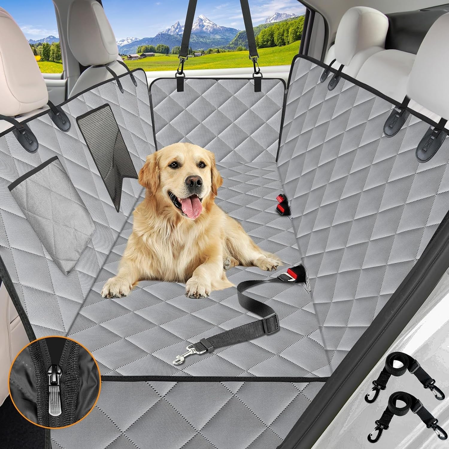 Dog Car Seat Cover for Back Seat,Waterproof Hammock with Mesh Window, Anti - Scratch Nonslip Car Seat Protector for Dogs, 600D Heavy Duty Dog Seat Cover for Cars Trucks and Suvs - Eco and More Pet Store