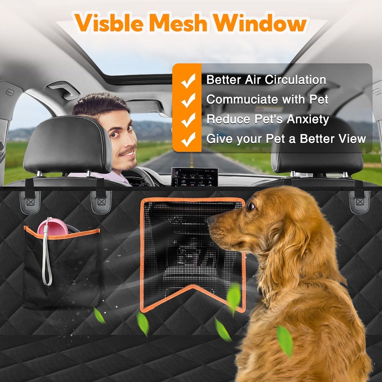 Dog Car Seat Cover for Back Seat,Waterproof Hammock with Mesh Window, Anti - Scratch Nonslip Car Seat Protector for Dogs, 600D Heavy Duty Dog Seat Cover for Cars Trucks and Suvs - Eco and More Pet Store