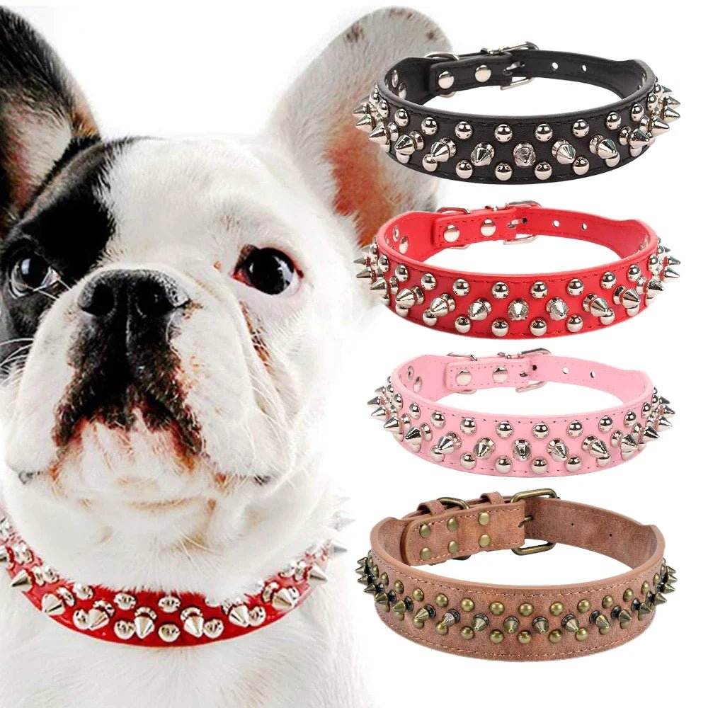 Dog Collar | Spiked Studded Leather Dog Collar Rivets Pet Small Large Cat Pit Bull Adjustable - Eco and More Pet Store DBA Overseen