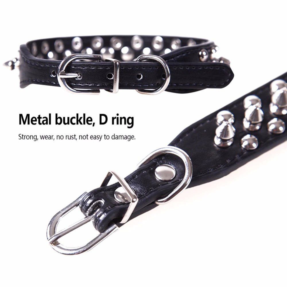 Dog Collar | Spiked Studded Leather Dog Collar Rivets Pet Small Large Cat Pit Bull Adjustable - Eco and More Pet Store DBA Overseen