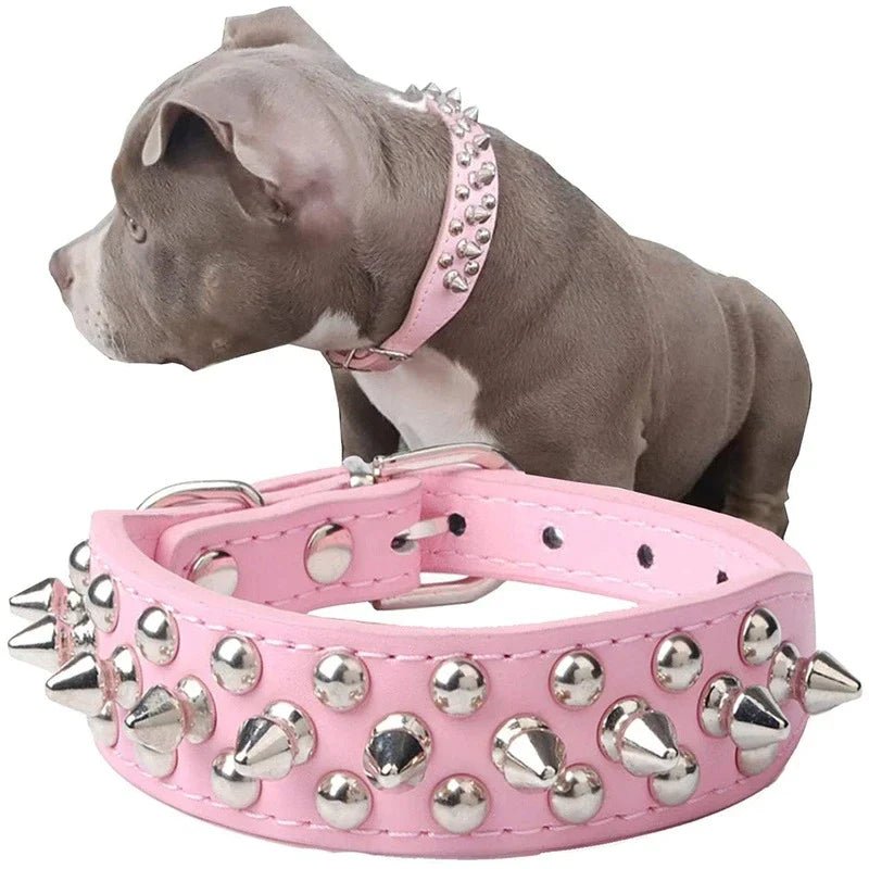 Dog Collar | Spiked Studded Leather Dog Collar Rivets Pet Small Large Cat Pit Bull Adjustable - Eco and More Pet Store DBA Overseen