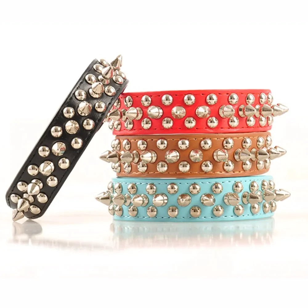 Dog Collar | Spiked Studded Leather Dog Collar Rivets Pet Small Large Cat Pit Bull Adjustable - Eco and More Pet Store DBA Overseen