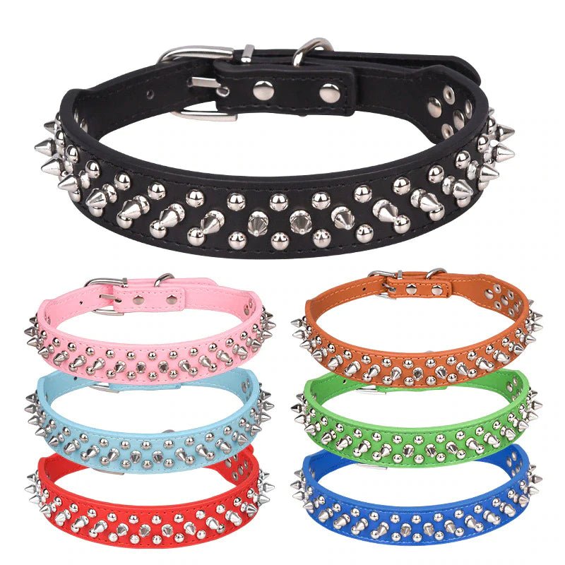 Dog Collar | Spiked Studded Leather Dog Collar Rivets Pet Small Large Cat Pit Bull Adjustable - Eco and More Pet Store DBA Overseen