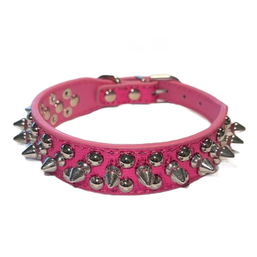 Dog Collar | Spiked Studded Leather Dog Collar Rivets Pet Small Large Cat Pit Bull Adjustable - Eco and More Pet Store DBA Overseen