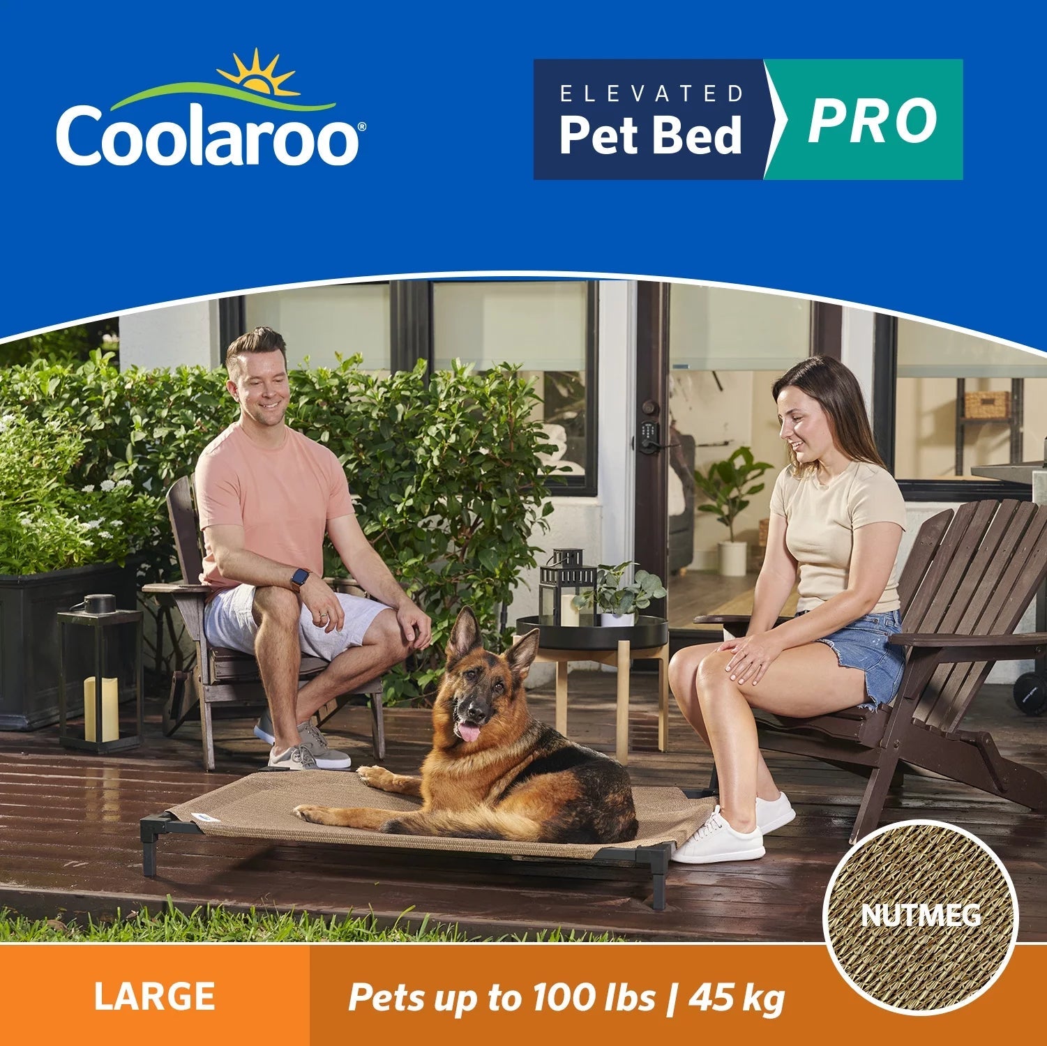 Dog Cooling Elevated Bed Pro, Large, Fits in 48In Crates, Nutmeg - Eco and More Pet Store