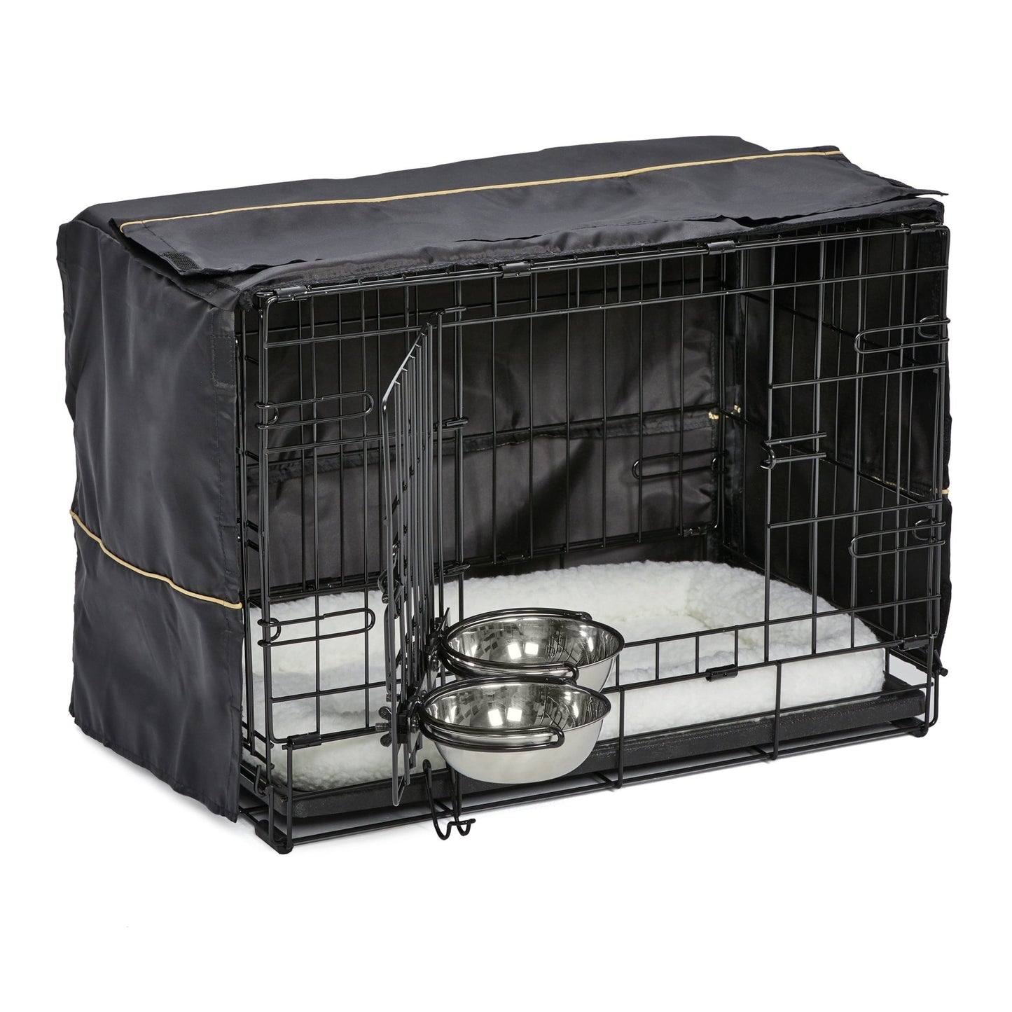 Dog Crate Starter Kit with 22 - Inch Double Door Crate, Bed, Cover, and Bowls - Eco and More Pet Store DBA Overseen