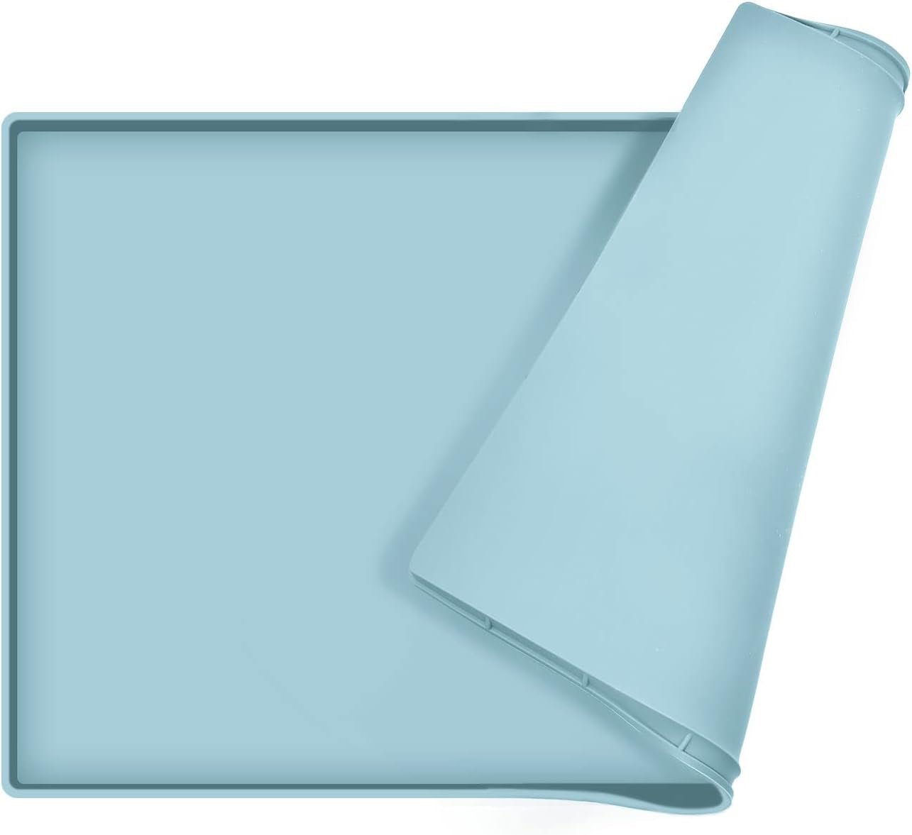 Dog Food Mat | Silicone Waterproof Food Tray | Non Slip Pet Bowl Mats Placemat,1" Raised Edge, Suitable for Most Small and Medium Sized Pets,32" X 24" - Eco and More Pet Store DBA Overseen