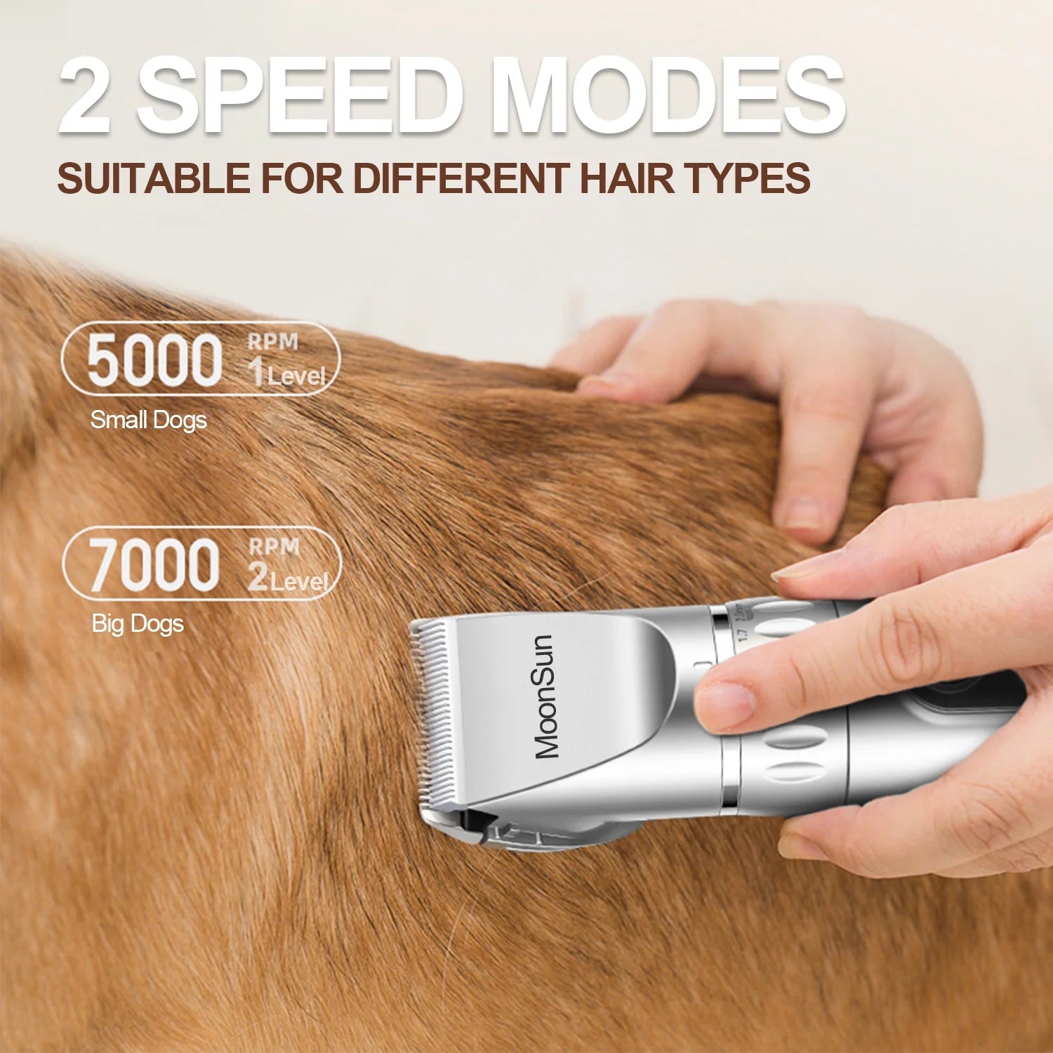 Dog Hair Clippers | 5 - Speed Adjustable Rechargeable Dog & Cat Grooming Clippers Kit with 1 X Silver Dog Clipper - Eco and More Pet Store DBA Overseen