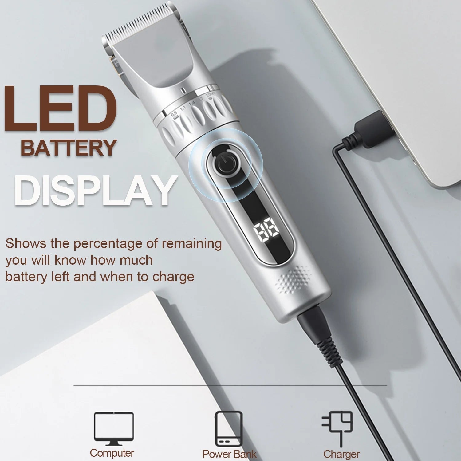 Dog Hair Clippers | 5 - Speed Adjustable Rechargeable Dog & Cat Grooming Clippers Kit with 1 X Silver Dog Clipper - Eco and More Pet Store DBA Overseen