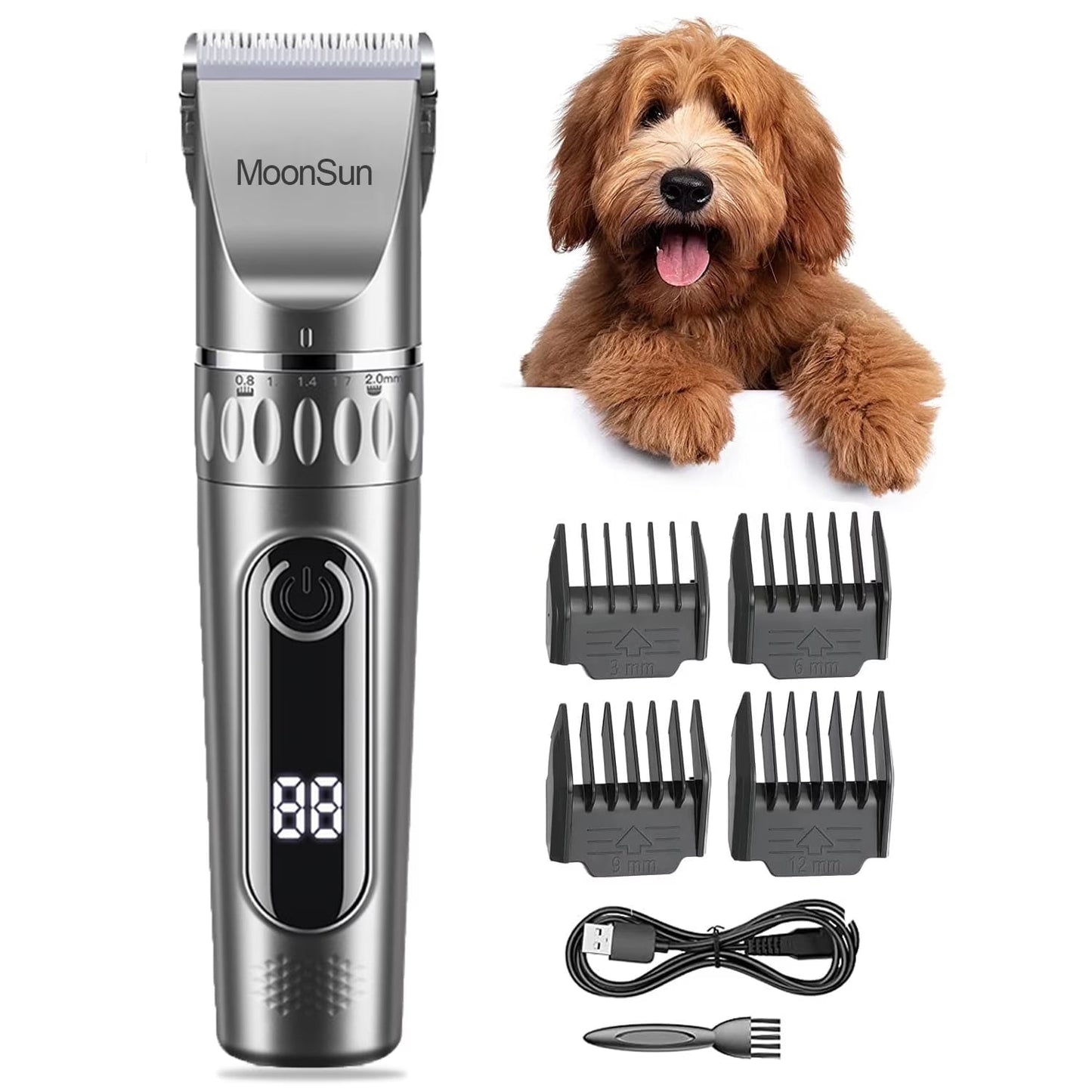 Dog Hair Clippers | 5 - Speed Adjustable Rechargeable Dog & Cat Grooming Clippers Kit with 1 X Silver Dog Clipper - Eco and More Pet Store DBA Overseen