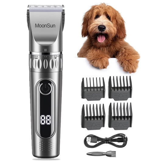Dog Hair Clippers | 5 - Speed Adjustable Rechargeable Dog & Cat Grooming Clippers Kit with 1 X Silver Dog Clipper - Eco and More Pet Store DBA Overseen