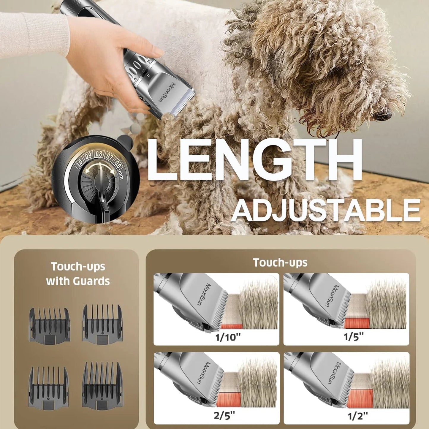 Dog Hair Clippers | 5 - Speed Adjustable Rechargeable Dog & Cat Grooming Clippers Kit with 1 X Silver Dog Clipper - Eco and More Pet Store DBA Overseen