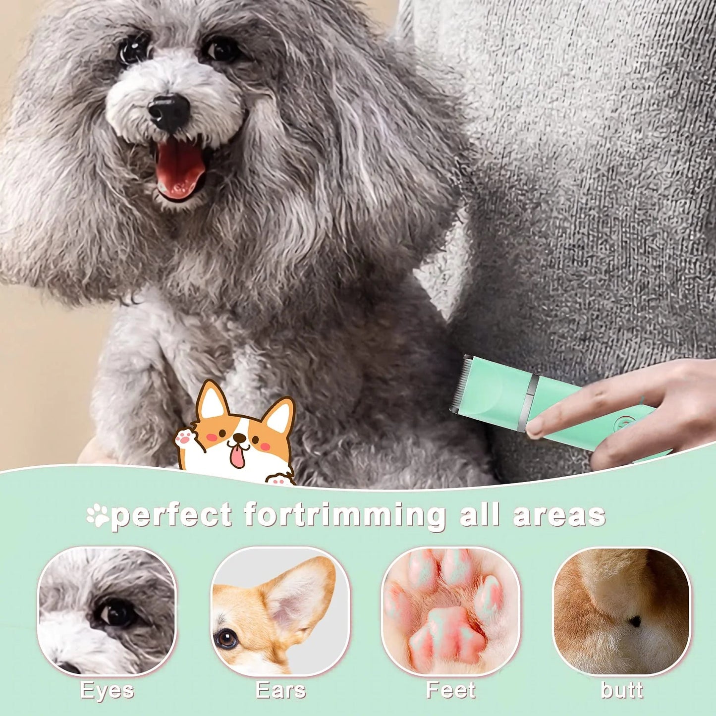 Dogs Hair Clippers Grooming Kit with Nail Grinder | 4 in 1 Cordless Electric Trimmer Low Noise USB Rechargeable Pet Clippers for Small and Large Dogs Cats Animals - Eco and More Pet Store DBA Overseen