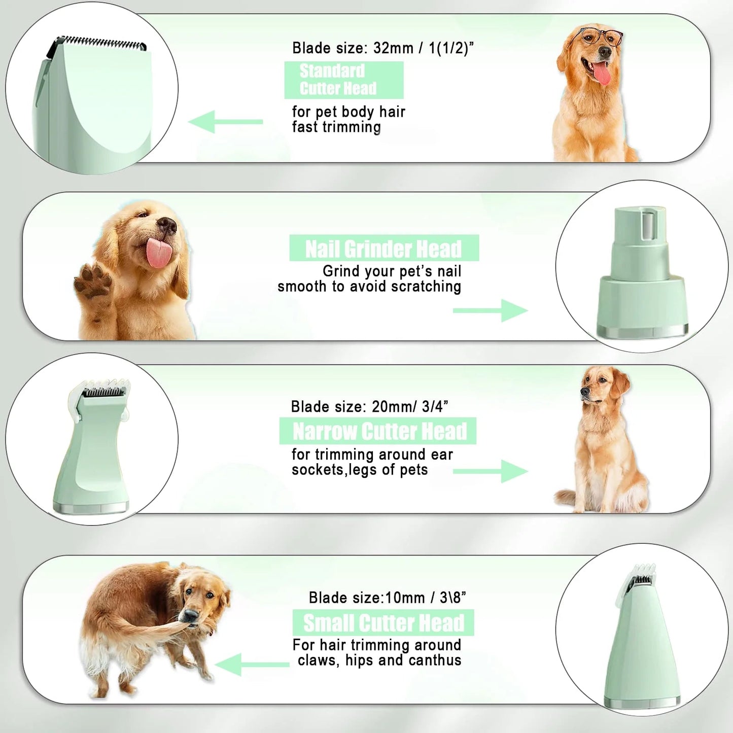 Dogs Hair Clippers Grooming Kit with Nail Grinder | 4 in 1 Cordless Electric Trimmer Low Noise USB Rechargeable Pet Clippers for Small and Large Dogs Cats Animals - Eco and More Pet Store DBA Overseen