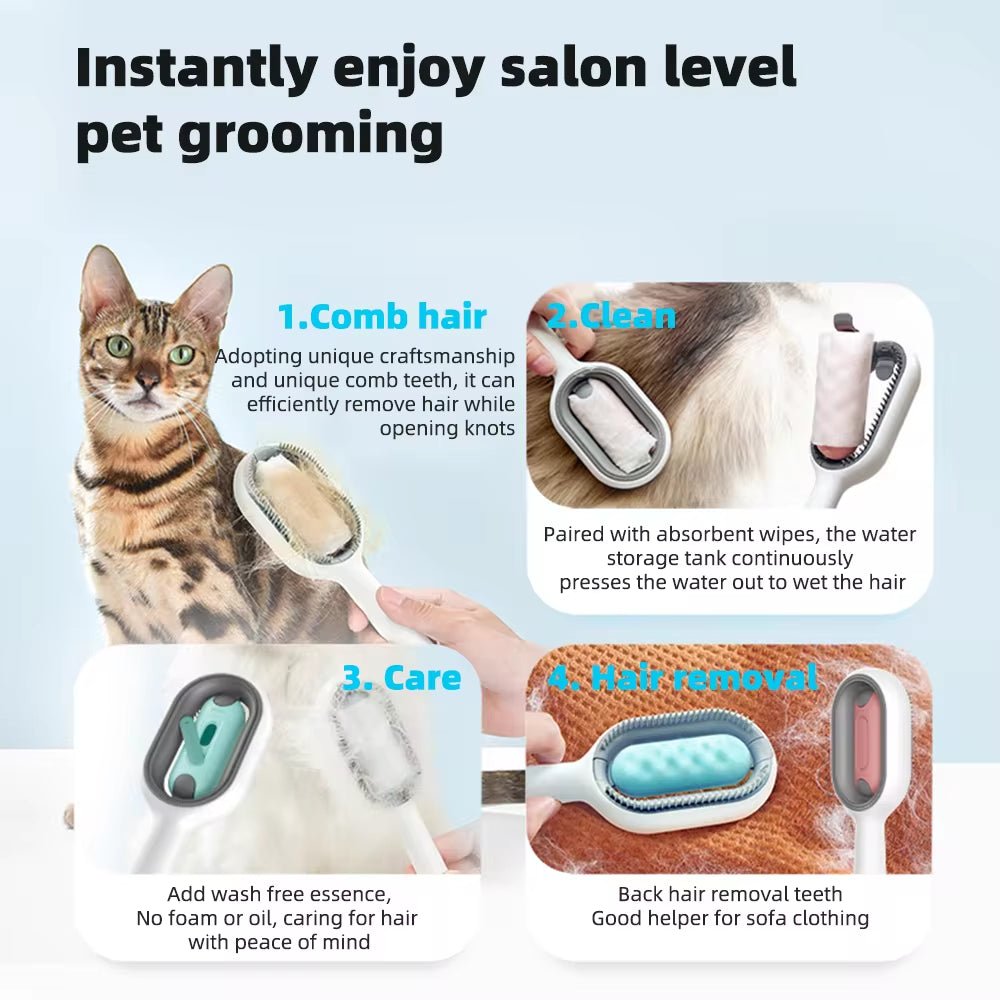 Double Sided Pet Cleaning Hair Removal Comb Long Hair Cat Dog Grooming Brush with 100Pcs Cotton Tissue Kitten Brush Pet Supplies - Eco and More Pet Store