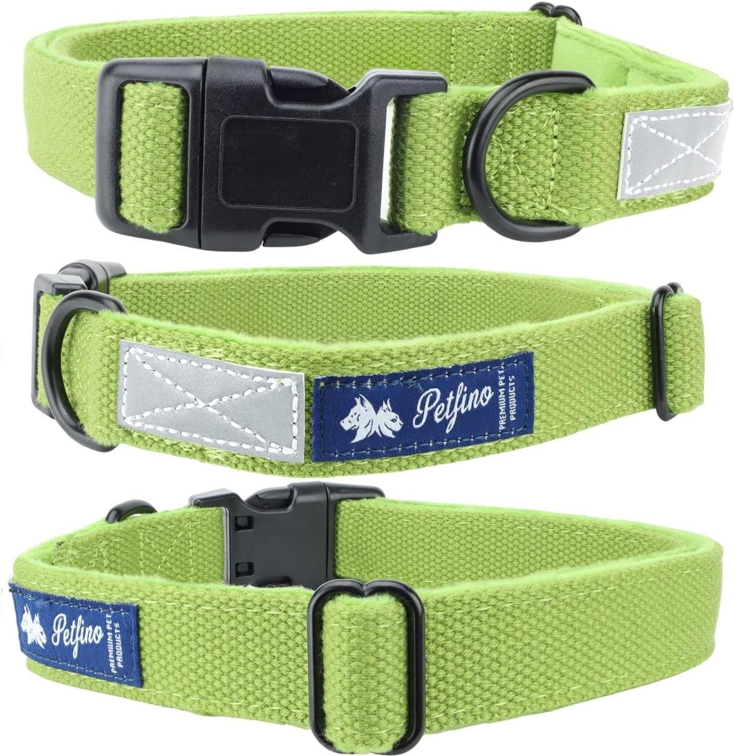 Eco - Friendly Hemp Dog Collar - Double Layer Fleece - Lined Comfort with Reflective Safety Strip | Soft & Stylish in Hemp Green (Small) - Eco and More Pet Store