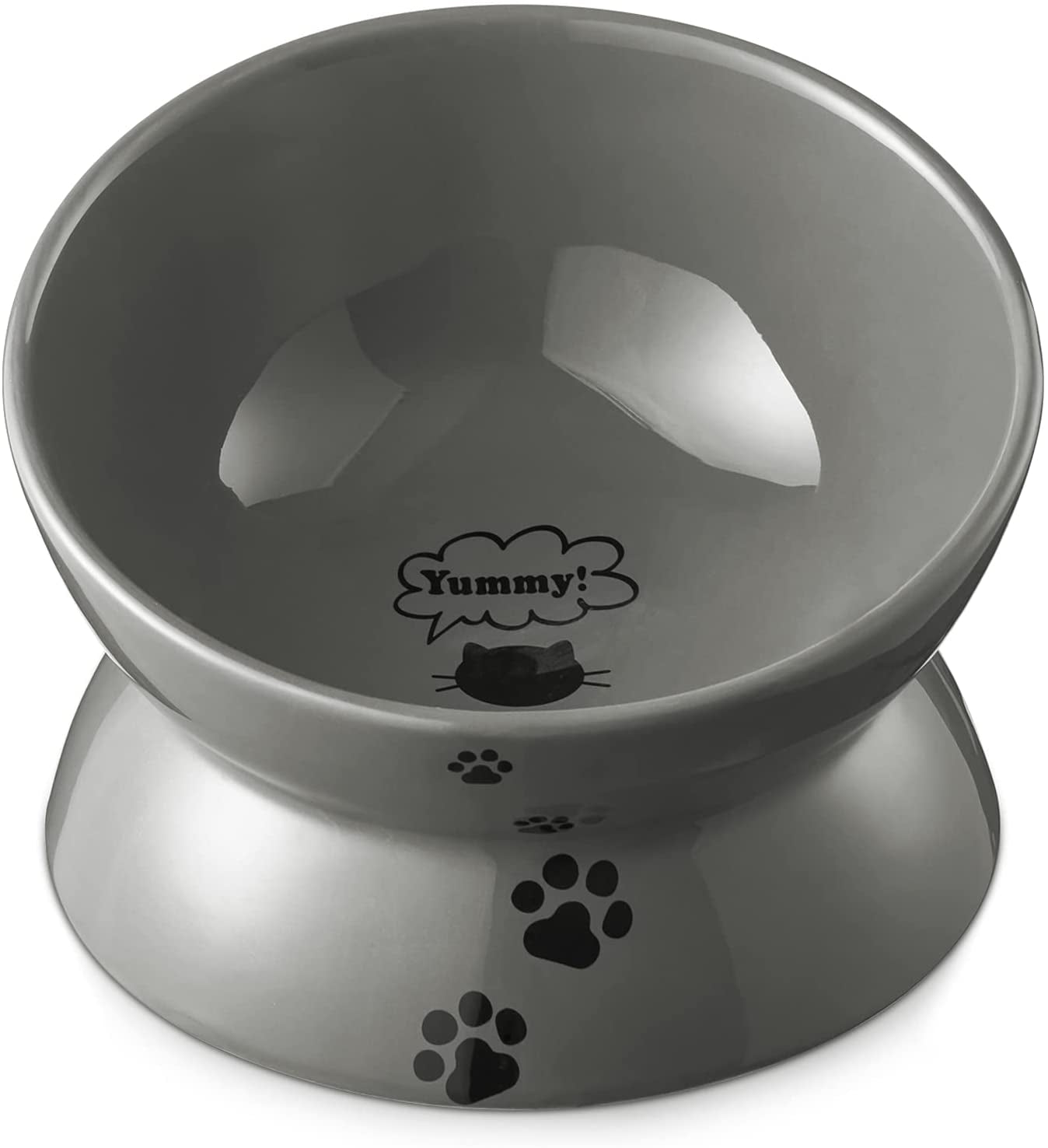 Elevated Cat Food Bowl, Ceramic Raised Cat Bowl, Tilt Angle Protect Cat'S Spine, anti Vomiting Cat Dish, Backflow Prevention, Lake Blue - Eco and More Pet Store