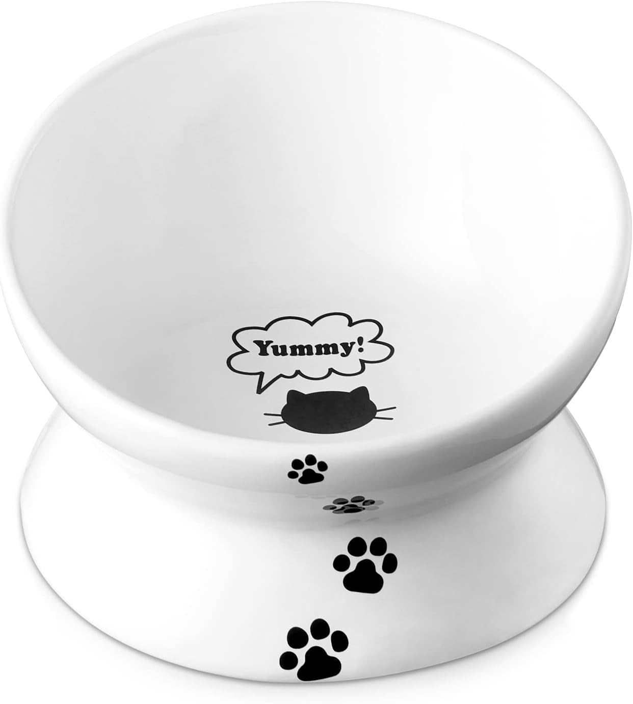 Elevated Cat Food Bowl, Ceramic Raised Cat Bowl, Tilt Angle Protect Cat'S Spine, anti Vomiting Cat Dish, Backflow Prevention, Lake Blue - Eco and More Pet Store