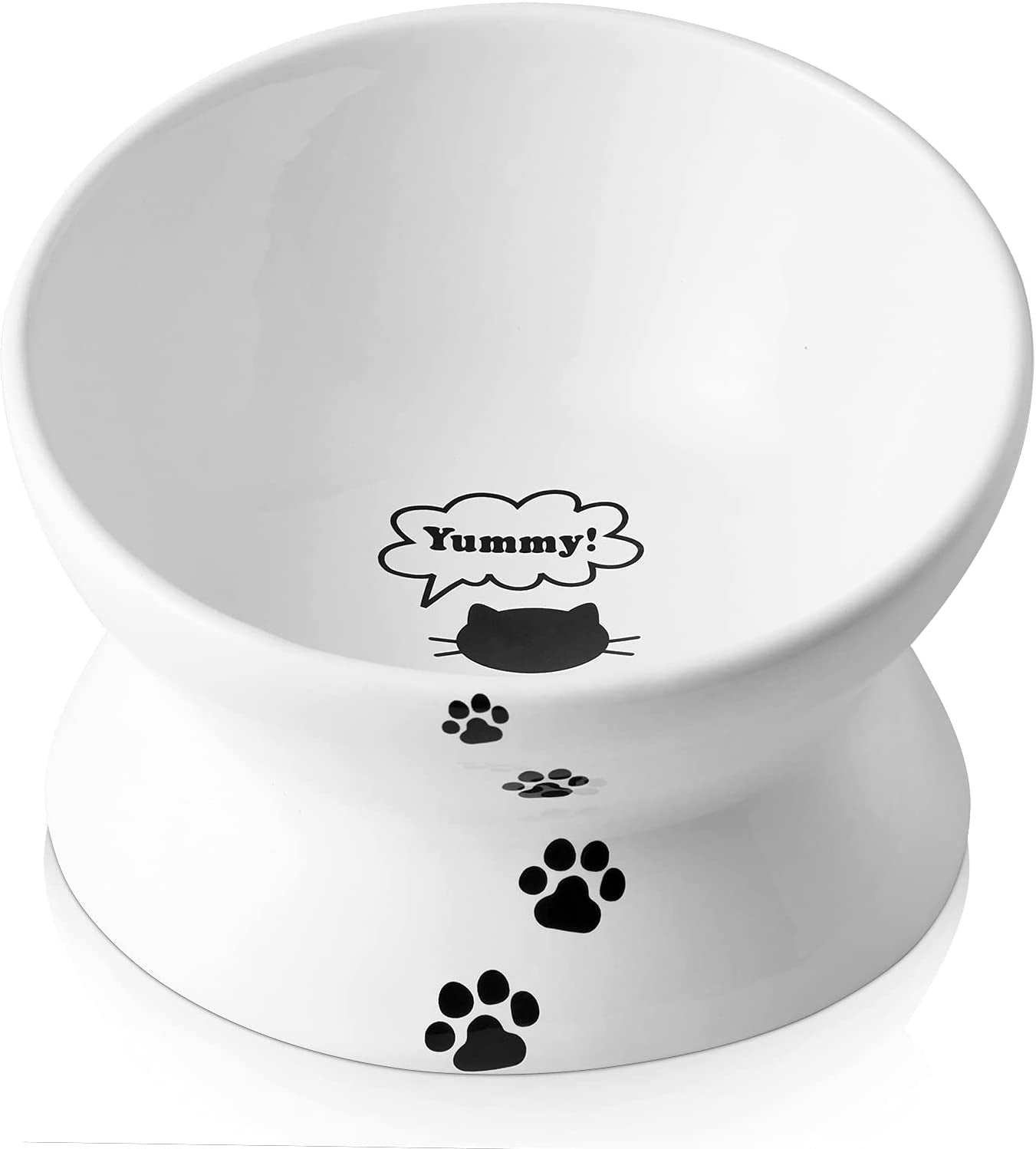 Elevated Cat Food Bowl, Ceramic Raised Cat Bowl, Tilt Angle Protect Cat'S Spine, anti Vomiting Cat Dish, Backflow Prevention, Lake Blue - Eco and More Pet Store