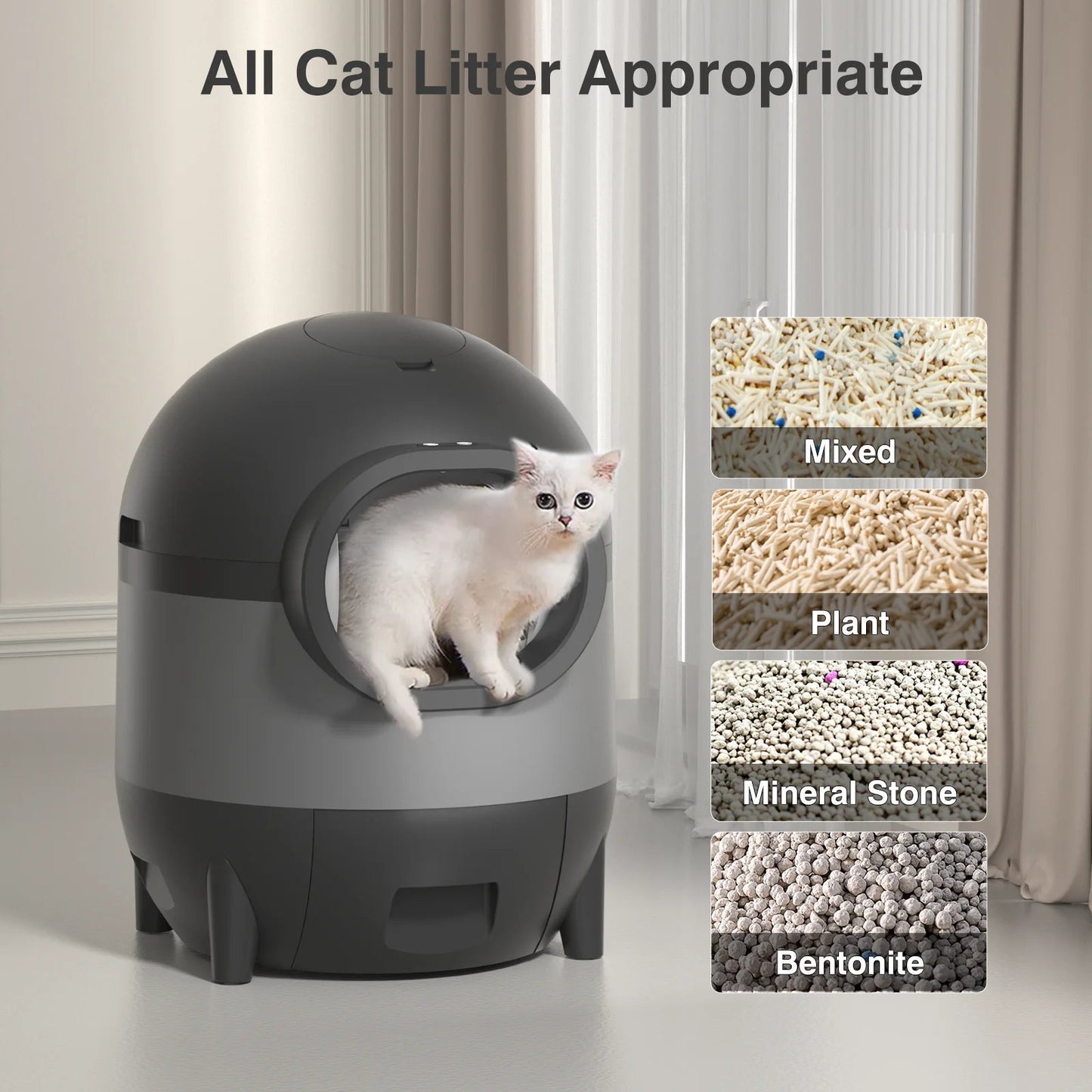 "Extra Large Self - Cleaning Cat Litter Box | Automatic 2.4G WiFi with APP Control | Ideal for Multiple Cats | Sleek Black Design" - Eco and More Pet Store