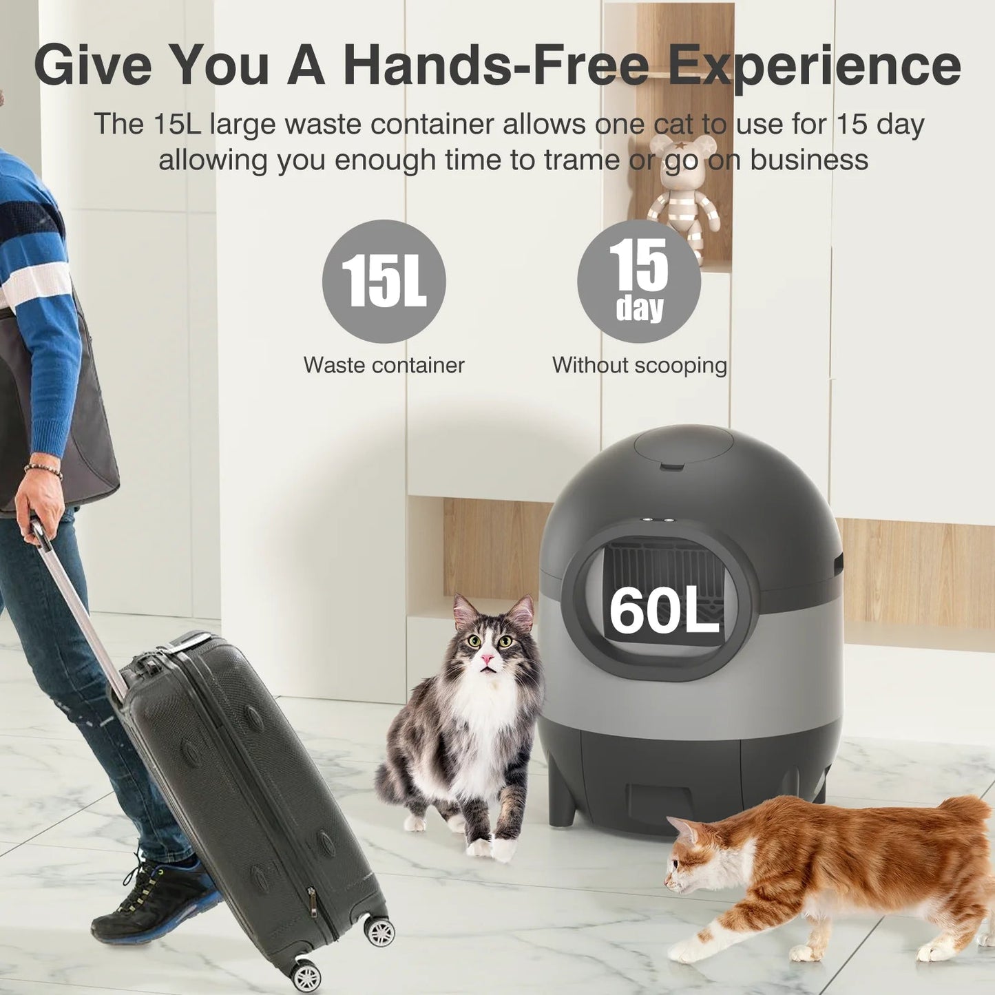 "Extra Large Self - Cleaning Cat Litter Box | Automatic 2.4G WiFi with APP Control | Ideal for Multiple Cats | Sleek Black Design" - Eco and More Pet Store