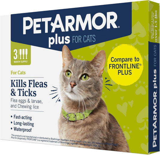 Fast - Acting Flea and Tick Prevention for Cats | Waterproof Topical Treatment (3 Doses) for Cats Over 1.5 lbs - Effective Defense Against Pests - Eco and More Pet Store