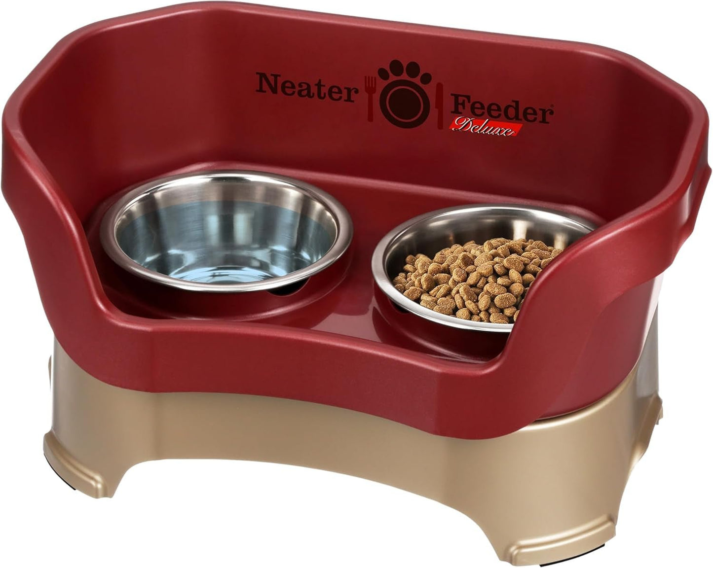 Feeder Deluxe Mess Proof Dog Bowls | Elevated for Medium Dogs 19 - 40 Lbs, Made in USA, No Spill Raised Dog Food Bowl Stand Feeding Station, Food and Water Bowl Set, Grey - Eco and More Pet Store DBA Overseen