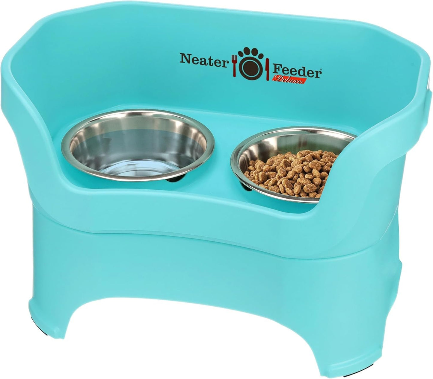 Feeder Deluxe Mess Proof Dog Bowls | Elevated for Medium Dogs 19 - 40 Lbs, Made in USA, No Spill Raised Dog Food Bowl Stand Feeding Station, Food and Water Bowl Set, Grey - Eco and More Pet Store DBA Overseen