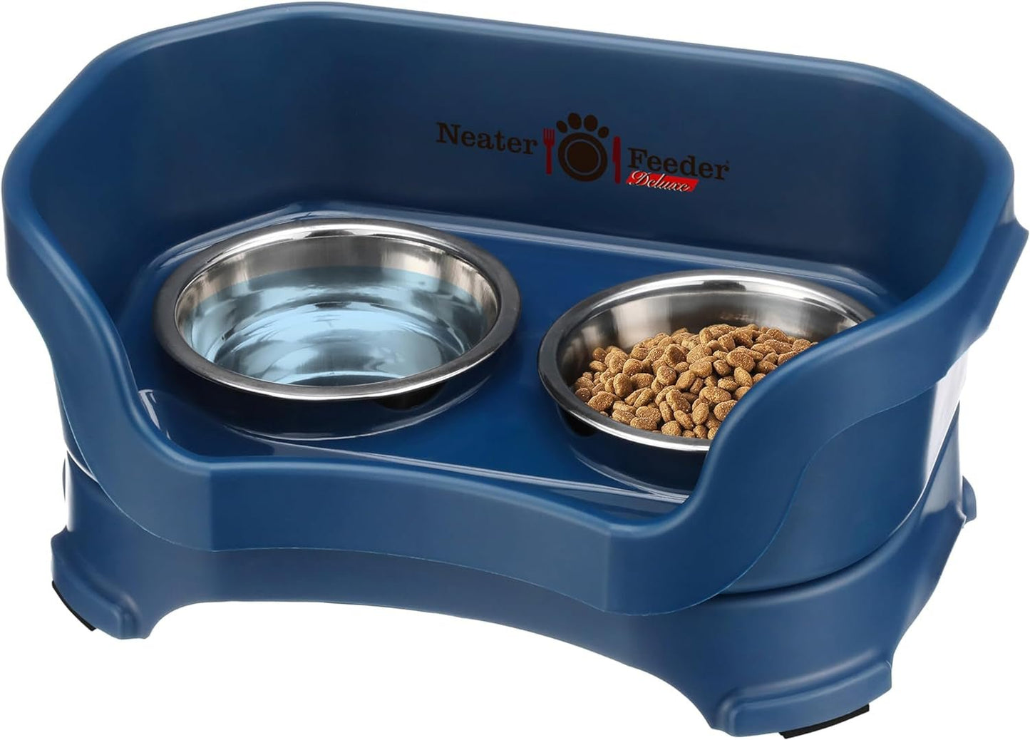 Feeder Deluxe Mess Proof Dog Bowls | Elevated for Medium Dogs 19 - 40 Lbs, Made in USA, No Spill Raised Dog Food Bowl Stand Feeding Station, Food and Water Bowl Set, Grey - Eco and More Pet Store DBA Overseen