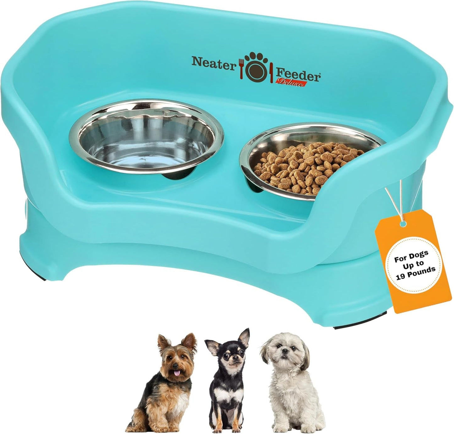 Feeder Deluxe Mess Proof Dog Bowls | Elevated for Medium Dogs 19 - 40 Lbs, Made in USA, No Spill Raised Dog Food Bowl Stand Feeding Station, Food and Water Bowl Set, Grey - Eco and More Pet Store DBA Overseen