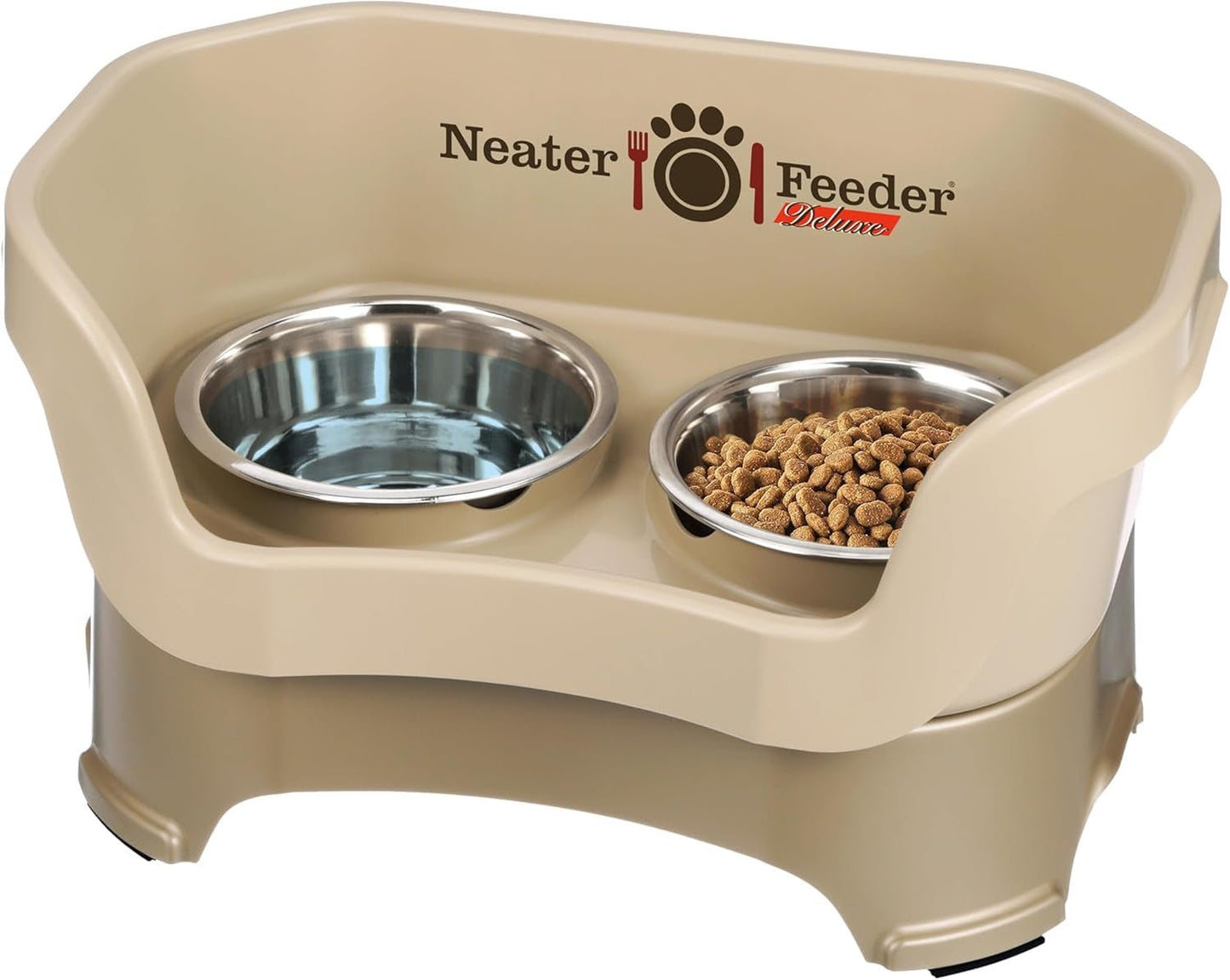 Feeder Deluxe Mess Proof Dog Bowls | Elevated for Medium Dogs 19 - 40 Lbs, Made in USA, No Spill Raised Dog Food Bowl Stand Feeding Station, Food and Water Bowl Set, Grey - Eco and More Pet Store DBA Overseen