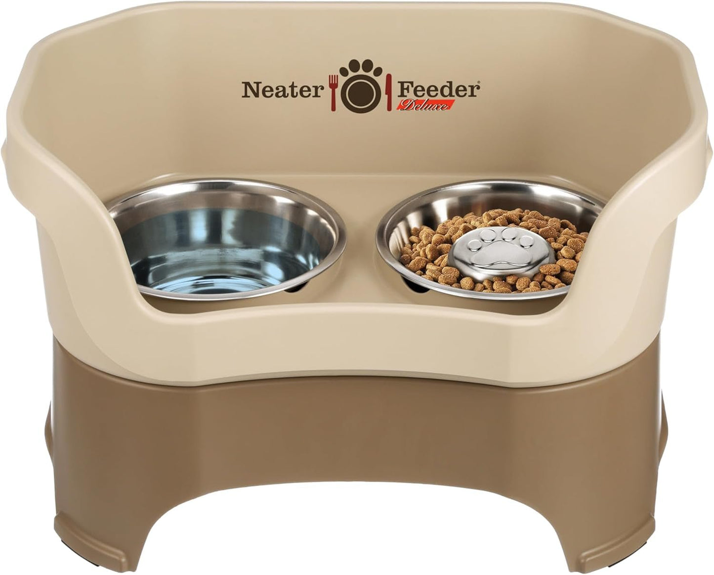 Feeder Deluxe Mess Proof Dog Bowls | Elevated for Medium Dogs 19 - 40 Lbs, Made in USA, No Spill Raised Dog Food Bowl Stand Feeding Station, Food and Water Bowl Set, Grey - Eco and More Pet Store DBA Overseen